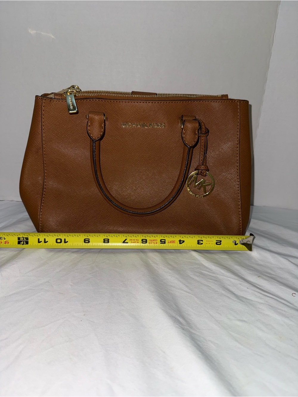 Michael Kors Cognac Leather Satchel with Gold Hardware - Picture 4 of 4